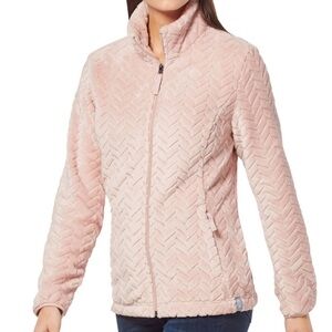 Free Country NEW Chevron Butter Pile Womens Zip Front Jacket Dusty Peach Meduim